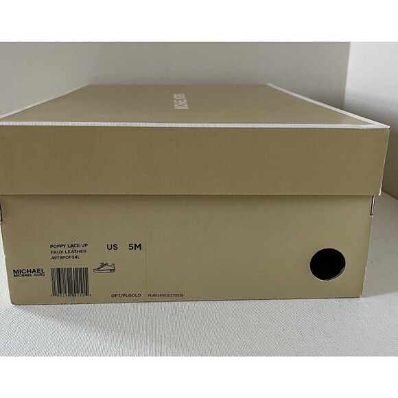 New Michael Kors Poppy Lace up faux leather sneakers size 5 Optick White - Picture 7 of 7